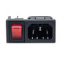 Horizontal Power Entry Module, Panel-Mount, C14 Inlet, Illuminated Red Switch, 45.9 mm