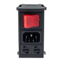 Vertical Power Entry Module, C14 Inlet, a Pair of FX0359 fuse Holders, Double Contact Illuminated Red Switch, 78.7 mm