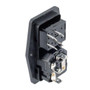 Vertical Power Entry Module, Side-Fixing, Flange-Mount, C14 Inlet, Single Contact Illuminated Red Switch, 72.3 mm
