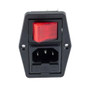 Vertical Power Entry Module, Side-Fixing, Flange-Mount, C14 Inlet, Single Contact Illuminated Red Switch, 72.3 mm