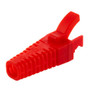 RJ45 Adjustable "Shark Fin" Style Boot for Long Body RJ45 Plugs, Cut-to-Fit, Fits Cables 5.5 to 7.0mm, Red, 100 Pack