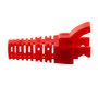 RJ45 Adjustable "Shark Fin" Style Boot for Long Body RJ45 Plugs, Cut-to-Fit, Fits Cables 5.5 to 7.0mm, Red, 100 Pack