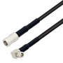 SMC Plug Right Angle to SMB Plug Cable Assembly using RG174 Coax, 2 FT with HeatShrink, LF Solder