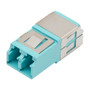 Fiber Coupler, LC/LC Duplex, Translucent Internal Shutter, Vertical Spring, High Density, No Flange, Aqua