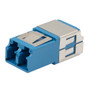 Fiber Coupler, LC/LC Duplex, Translucent Internal Shutter, Vertical Spring, High Density, No Flange, Blue