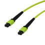 MPO no pins to MPO no pins, 24 fiber,Type A,OM5 50/125um Multimode, OFNR Jacket, Lime Green, 5 meter