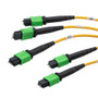 Fiber Aggregation Conversion Harness, 3xMPO8 w/ pins to 2xMPO12 w/ pins, SMF 9/125um, OFNR Jacket, Yellow, 1 meter