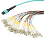 MPO w/ pins to LC Fan-out, 24 fiber round,OM4 50/125um Multimode, OFNR Jacket, Aqua, 3 meter