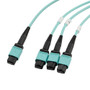 Fiber Aggregation Conversion Harness, MPO24 no pins to 3xMPO8 no pins, OM4 50/125um Multimode, LSZH Jacket, Aqua, 5 meter