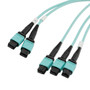 3xMPO8 no pins to 2xMPO12 no pins, OM3 50/125um Multimode, LSZH Jacket, Aqua, 5 meter