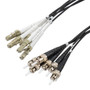 6 Strand LC/UPC to ST/UPC 50/125 OM3, 5.0mm Distribution Cable, 2.0mm Breakout 0.5M, LSZH - 5M