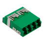 Fiber Coupler, LC/LC SlimLine Quad, Translucent Internal Shutter, Vertical Spring, High Density Reduced Height, No Flange, Green