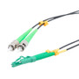Fiber Optic Patch Cable LC/APC to ST/APC Duplex 9/125 SMF G.652.D 4.8mm Black, (LSZH) w/internal spiral armor, 2 meter