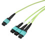 Fiber Aggregation Conversion Harness, MPO24 w/ pins to 3xMPO8 w/ pins, OM5 50/125um Multimode, OFNR Jacket, Lime Green, 10 meter