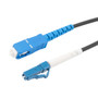 Fiber Optic Patch Cable LC/UPC to SC/UPC Simplex 9/125 SMF G.652.D 3.0mm Black, (LSZH) w/ internal spiral armor, 15 meter