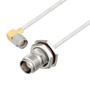 Precision SMA Male Right Angle to TNC Female Bulkhead Semi-Flexible Cable Assembly using LC085TB Coax, 1 FT , LF Solder
