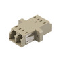 Fiber Optic Economy Coupler, LC, duplex multimode Beige, plastic one-piece body, PEI clip, ceramic sleeve, w/ flange
