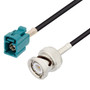 Water Blue FAKRA Jack to BNC Male Cable Assembly using RG174 Coax, 2 FT