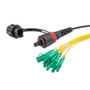 IP68 ODVA Compatible MPO APC female to LC APC fan-out, 12 fiber, SM OS2 5mm LSZH Outdoor rated, 3M cable assembly