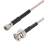SMC Plug to BNC Male Cable Assembly using RG316-DS Coax, 2 FT with HeatShrink