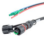 Fiber optic, IP68 Hybrid LC/APC (2x 12AWG pin contacts) to 2x LC/APC, single mode, 10.5mm LSZH, 1 meter breakout cable assembly