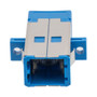 SN SC Simplex Dual Channel (4 fiber) Adapter, with  flange, Blue