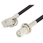 SMA Male Right Angle to SMA Female Bulkhead Cable Assembly using RG174 Coax, 4 FT , LF Solder