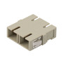 Fiber Optic Economy Coupler, SC, duplex multimode Beige, plastic body, PEI clip, ceramic sleeve, no flange