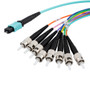 MPO w/ pins to ST Fan-out, 8 fiber round,OM4 50/125um Multimode, LSZH Jacket, Aqua, 1 meter