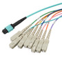 MPO w/ pins to SC Fan-out, 8 fiber round,OM4 50/125um Multimode, LSZH Jacket, Aqua, 0.5 meter