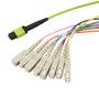 MPO w/ pins to SC Fan-out, 8 fiber round,OM5 50/125um Multimode, LSZH Jacket, Lime Green, 0.5 meter