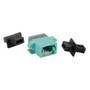 Fiber Optic MPO Coupler, Aqua w/ Mounting Flange