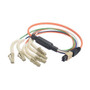 MPO Male to 6x Flex LC Fan-out, 6 Fiber Ribbon, OM2 50/125 Multimode, OFNR Jacket, Orange, 5.0m