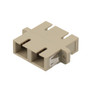 Fiber Optic Economy Coupler, SC, duplex multimode Beige, plastic body, PEI clip, ceramic sleeve, w/ flange