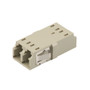 Fiber Optic Economy Coupler, LC, duplex w/ SC footprint multimode Beige, plastic one-piece body, PEI clip, ceramic sleeve, no flange