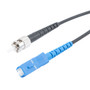 Fiber Optic Patch Cable SC/UPC to ST/UPC Simplex 9/125 SMF G.652.D 3.0mm Black, (LSZH) w/ internal spiral armor, 5 meter