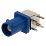 FAKRA Plug Right Angle Connector Solder Attachment Thru Hole PCB, Blue Color