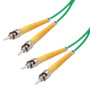 9/125, Single Mode Fiber Cable, Dual ST / Dual ST, Green 10.0m