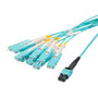 MPO PC w/o Pins to 10xSN (20 strand) UPC Cable Assembly, Multimode OM4, Riser Rated, 15 Meter
