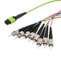 MPO w/ pins to ST Fan-out, 8 fiber round,OM5 50/125um Multimode, LSZH Jacket, Lime Green, 5 meter