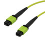MPO no pins to MPO no pins, 12 fiber,Type A,OM5 50/125um Multimode, LSZH Jacket, Lime Green, 5 meter