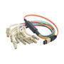 MPO Male to 12x Flex LC Fan-out, 12 Fiber Ribbon, OM1 62.5/125 Multimode, OFNR Jacket, Orange, 5.0m