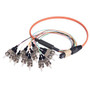 MPO Male to 12x ST Fan-out, 12 Fiber Ribbon, OM2 50/125 Multimode, OFNR Jacket, Orange, 10.0m