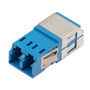 Fiber Coupler, LC/LC Duplex, Translucent Internal Shutter, Side Spring, High Density, No Flange, Blue