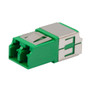 Fiber Coupler, LC/LC Duplex, Translucent Internal Shutter, Vertical Spring, High Density, No Flange, Green