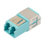 Fiber Coupler, LC/LC Duplex, White Internal Shutter, Vertical Spring, High Density, No Flange, Aqua