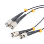 Fiber Optic Patch Cable FC/UPC to ST/UPC Duplex 9/125 SMF G.652.D 4.8mm Black, (LSZH) w/internal spiral armor, 2 meter