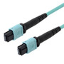 MPO w/o pins to MPO w/o pins, 24 Fiber Round, OM3 10G 50/125 Multimode, LSZH Jacket, Aqua, 3.0m