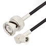 SMB Plug Right Angle to BNC Male Cable Assembly using RG174 Coax, 3 FT , LF Solder