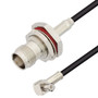 TNC Female Bulkhead to MCX Plug Right Angle Cable Assembly using RG174 Coax, 1 FT